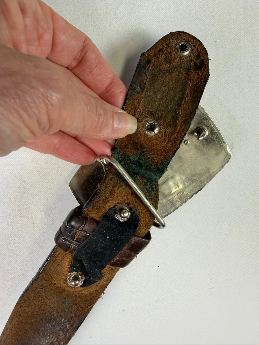 Vintage Harley-Davidson Brown Leather Belt & Detachable Stamped Leather Buckle